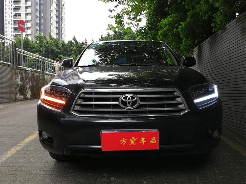 Автомобильный Стайлинг Головной фонарь для фары Toyota Highlander 2009 2010 2011 фара Highlander светодиодный DRL дальнего ближнего света движущийся поворот
