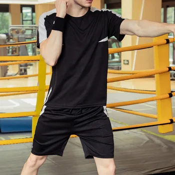 

Summer Men's Tracksuit Casual Short Sets Striped Male Sports Suit T-Shirt+Shorts 2 Piece Sets Sport Gym Fitness Outfits