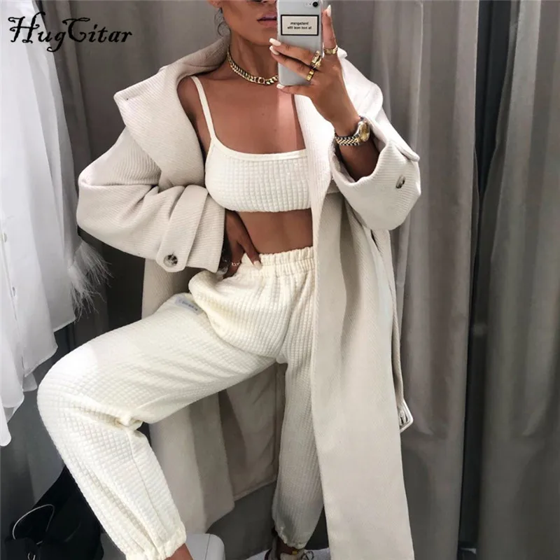 Hugcitar high waist casual loose cargo pants 2019 autumn winter women fashion streetwear trousers Hugcitar high waist casual loose cargo pants 2019 autumn winter women fashion streetwear trousers