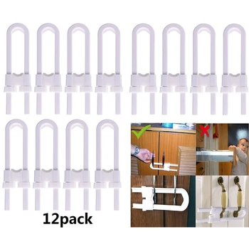 

12Pcs/Set U-Shaped Lock Child Safety Cabinet Latches Kid Baby Closet Kitchen Door