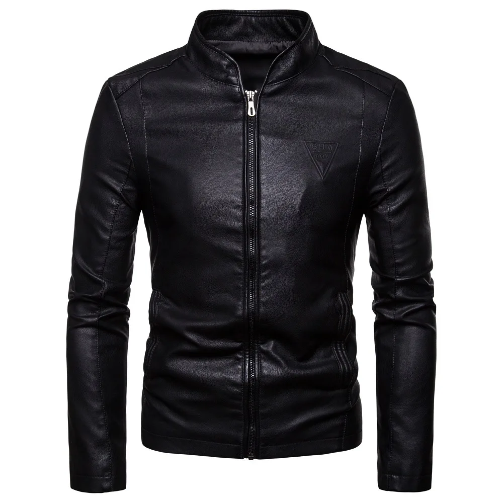 Buen trato Chaqueta de piel sintética ajustada para hombre, abrigo negro a la moda, para primavera y otoño, nueva RLwqeEOlDnZ