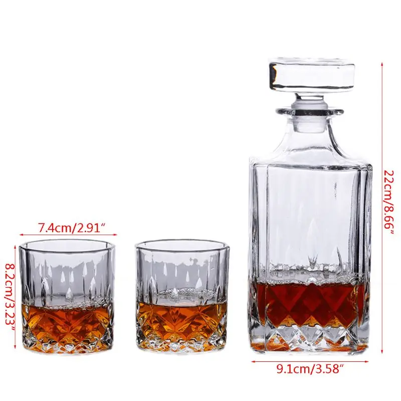 Whiskey Decanter and Glasses Barware Set, for Liquor Scotch Bourbon Wine or Vodka- Includes 2 Whisky Glasses