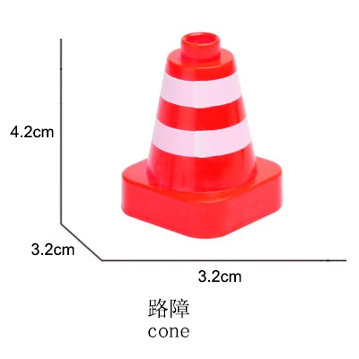 Duplo модель транспортного средства блоки светофоры знак конус забор принадлежности строительные блоки части DIY игрушки развивающие детские подарки - Цвет: cone - red