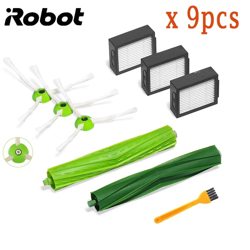9pcs Для iRobot Roomba i7 E5 E6 Серия робот Hepa фильтр боковая щетка круглая щетка пылесос высокое качество запасные части - Цвет: 9pcs
