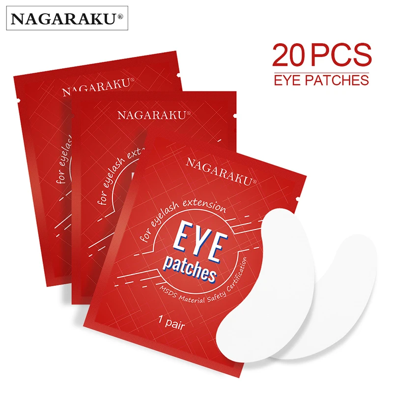 NAGARAKU, 20 пар, набор, высокое качество, без ворса, гелевые подушечки для глаз, для наращивания ресниц, под глазные гель-патчи, патчи для глаз