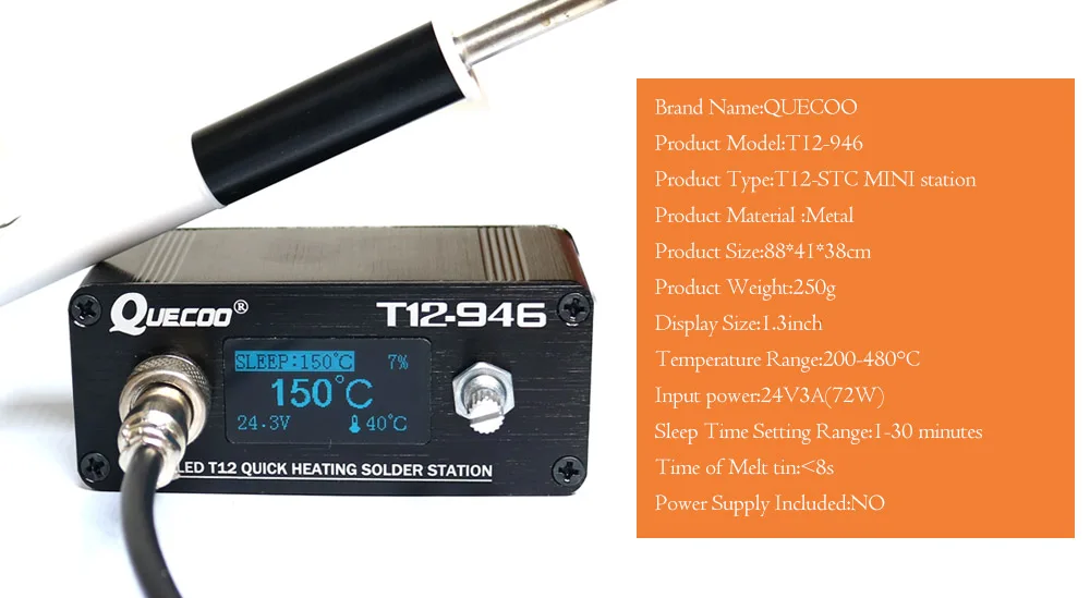 Быстрый нагрев STC T12-946 Мини паяльная станция электронный 1,3 дюймовый цифровой контроллер с P9 пластиковой ручкой сварочные железные наконечники