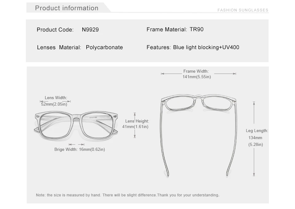 2021 KINGSEVEN Blue Light Blocking Glasses Square Eyeglasses Anti Blue Ray Computer Game Glasses Frame Thanksgiving Activity