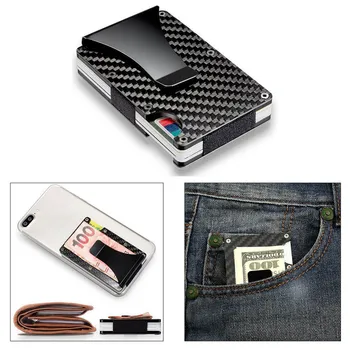 

Carbon Fiber Credit Card Holder RFID Non-scan Metal Wallet Purse Male Business Card Holder