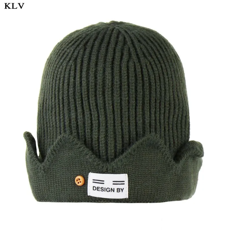 Army Green Женская и мужская шапка в рубчик с манжетами, вязаная шапка с короной, надписями, логотипом и пуговицами, консервативный стиль, шапка с дыней, ТВ Драма, подарок для косплея - Цвет: Army Green