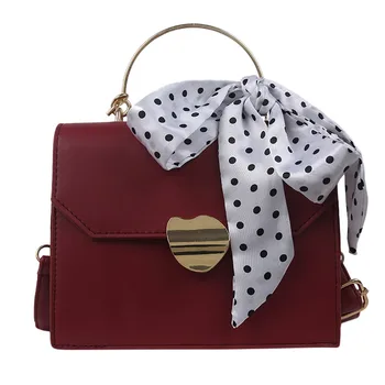 

Fashion Women's Shoulder Bag Messenger Bag Solid Color Large Capacity Leather Simple Wild Unique Temperament Polka Dot Scarf