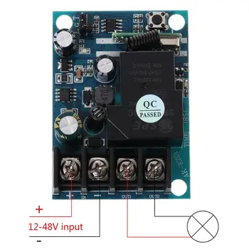 

1Set 1Set DC12-48V 315MHz/433MHz LED Light Gate Door Switch Wireless RF Relay Receiver Transmitter Module with 1 CH Round Remote