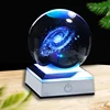 8 cm 3D Laser Engraving Galaxy K9 Crystal Sphere New Colorful Changeable LED Base Home Decoration Ball Ornament Globe 1