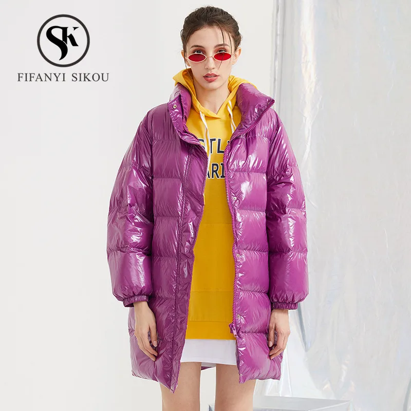 

2019 Fashion Women Down Jacket Thick Warm White duck down High quality Stand collar Down coat Female Loose Casual Winter Coat