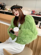 

Women Real Fox Fur Thick Oversize Loose Spring Fox Fur Strip Sewed Together Outside Decoration Lady's Fashion Sweater Coat