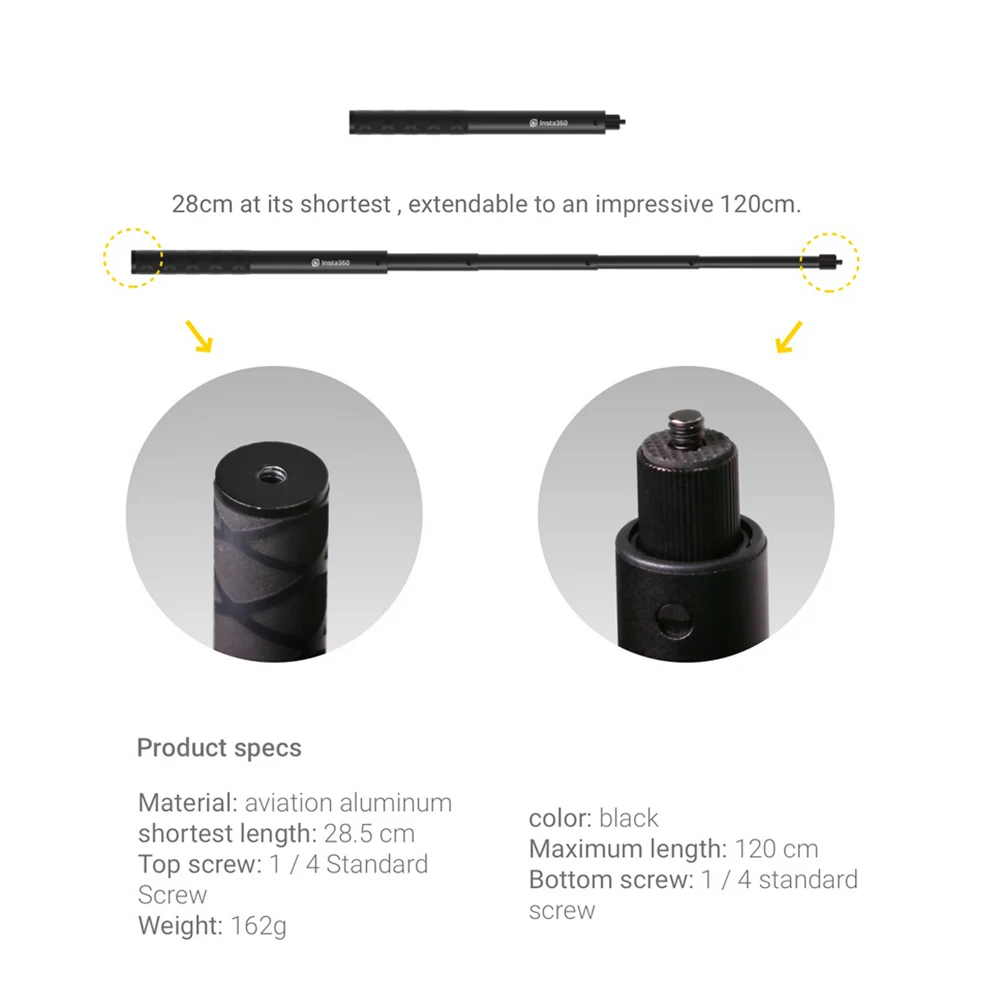 Insta360 ONE X/ONE/EVO алюминиевая палка для селфи 28 см-120 см регулируемая длина невидимая для Insta360 камера монопод селфи палка