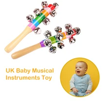 Детский Забавный Креативный детский музыкальный инструмент, деревянная погремушка, радужная рука, колокольчик, шейкер для младенцев, развивающие игрушки
