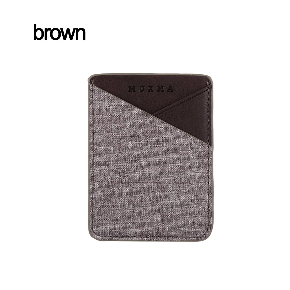 brown Универсальный чехол-кошелек с наклейками для карт, держатель для карт, держатель для карт из парусины, полиуретановый самоклеящийся эластичный карман для мобильного телефона - Цвет: brown