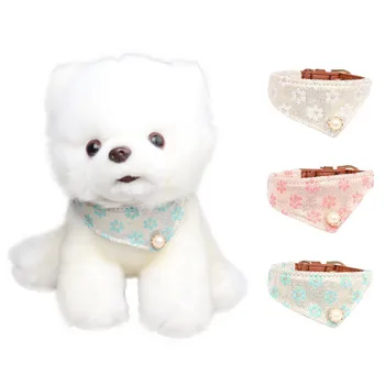 

Pet Dog Collar And Leash Set For Small Dog Cotton Fabric Collar Rose Blue Metal Buckle Pet Accessories