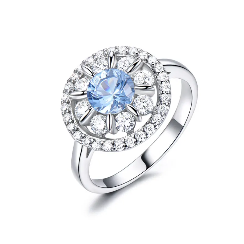 UMCHO, S925 Стерлинговое Серебро, кольца для женщин, голубой топаз, кольцо с драгоценным камнем, подушечка из аквамарина, романтический подарок, обручальное ювелирное изделие - Цвет камня: RUJ062B-1