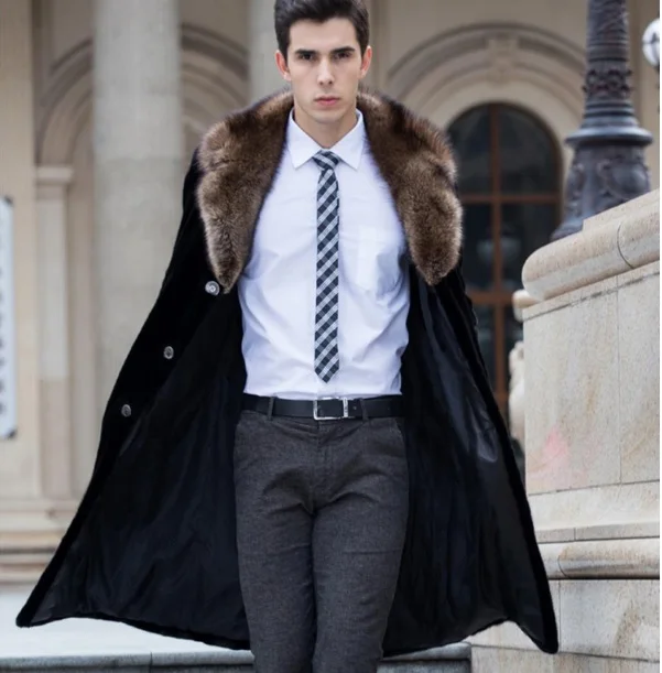 Jaqueta De Couro Masculina зимнее пальто из искусственного меха норки с отложным воротником размера плюс длинные стильные деловые официальные куртки XL672
