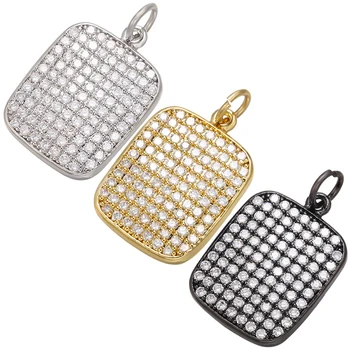 

ZHUKOU 14x23mm rectangle pendants for jewelry making CZ crystal charms for DIY handmade Jewelry necklace making model:VD695