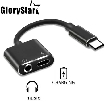 

2 In 1 Type C Otg Adapter Charger Audio Cable Type-C To 3.5mm Jack Headphone Aux Converter for Samsung Galaxy S8 S9 Plus