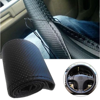 

Car shape hand-stitched DIY steering wheel cover for transit vw golf ford s-max ford fiesta 2009 citroen c5 peugeot 307 sw