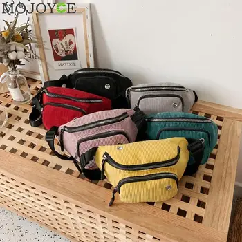 

Women Corduroy Waist Bag Ladies Designer Canvas Fanny Pack Fashion Money Phone Chest Banana Bag Female Bum Belt Bags