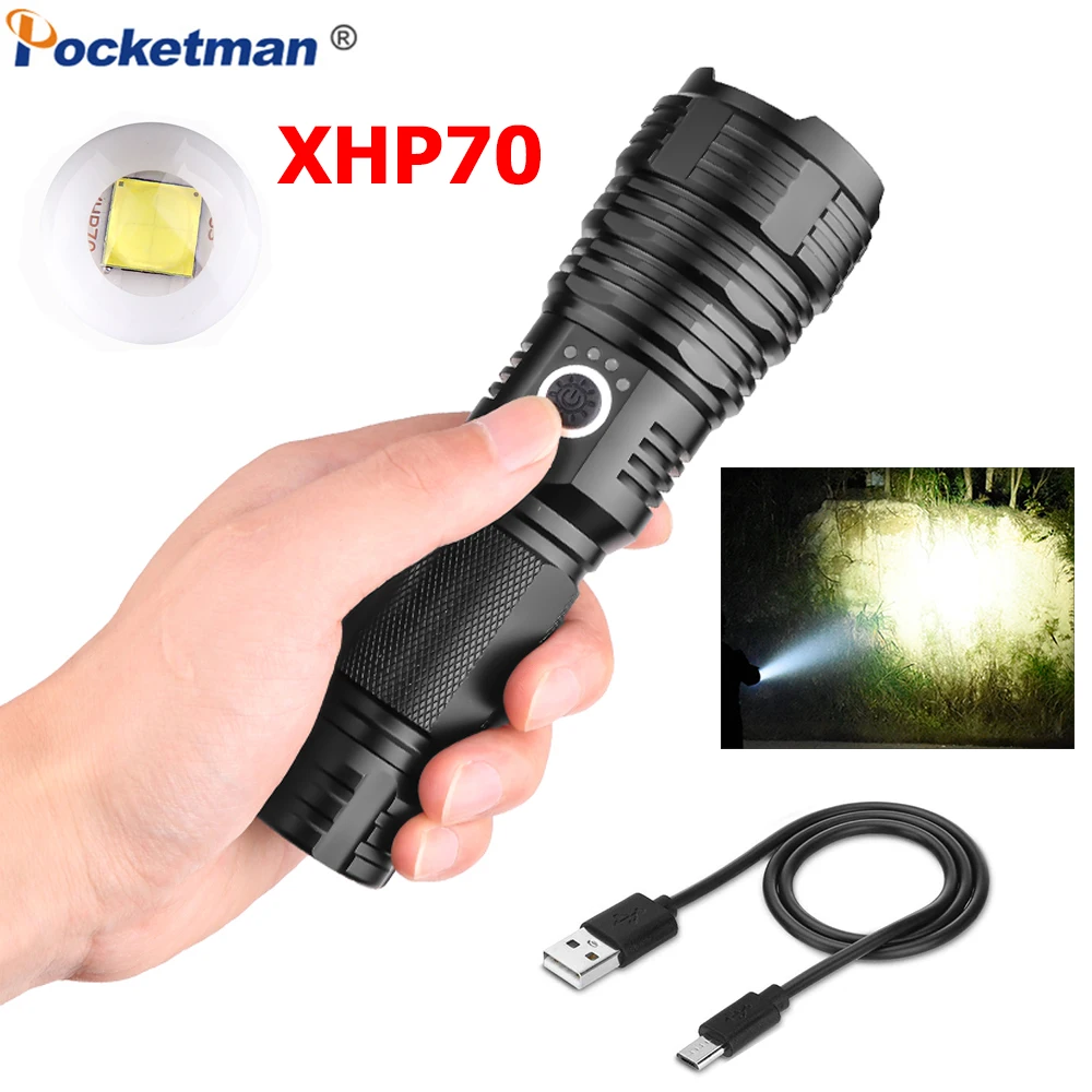 Супермощный светодиодный фонарик XHP70 перезаряжаемый от USB с фокусировкой 5
