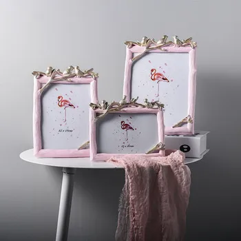 

5/6/7/8 Inch Wood Frame Creative Resin Photo Frame Three Bird Photo Frame Picture Desktop Photo Frame Gift Home Decoration