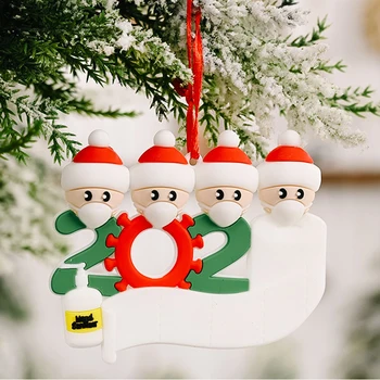 

2020 Quarantine Christmas Decoration Personalized Hanging Pendants Santa Social Party Claus Ornament Christmas Decor For Home