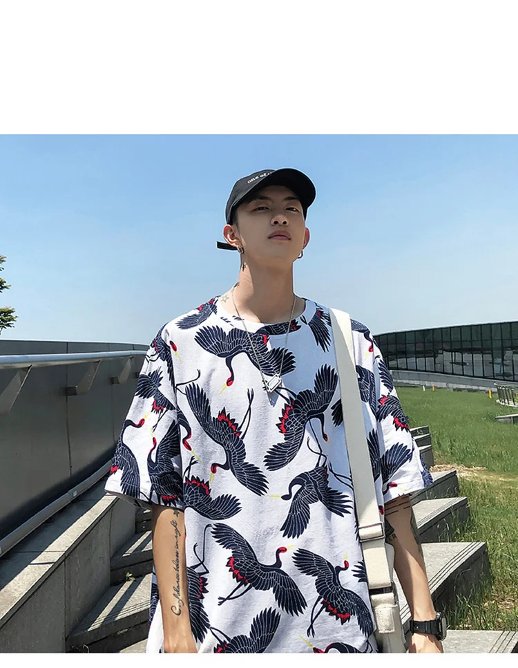 Summer T-shirt Fashion Chinese Style Tshirt O-NECK Streetwear One Piece Friends Hip Hop Rock Punk Oversized Top TEES