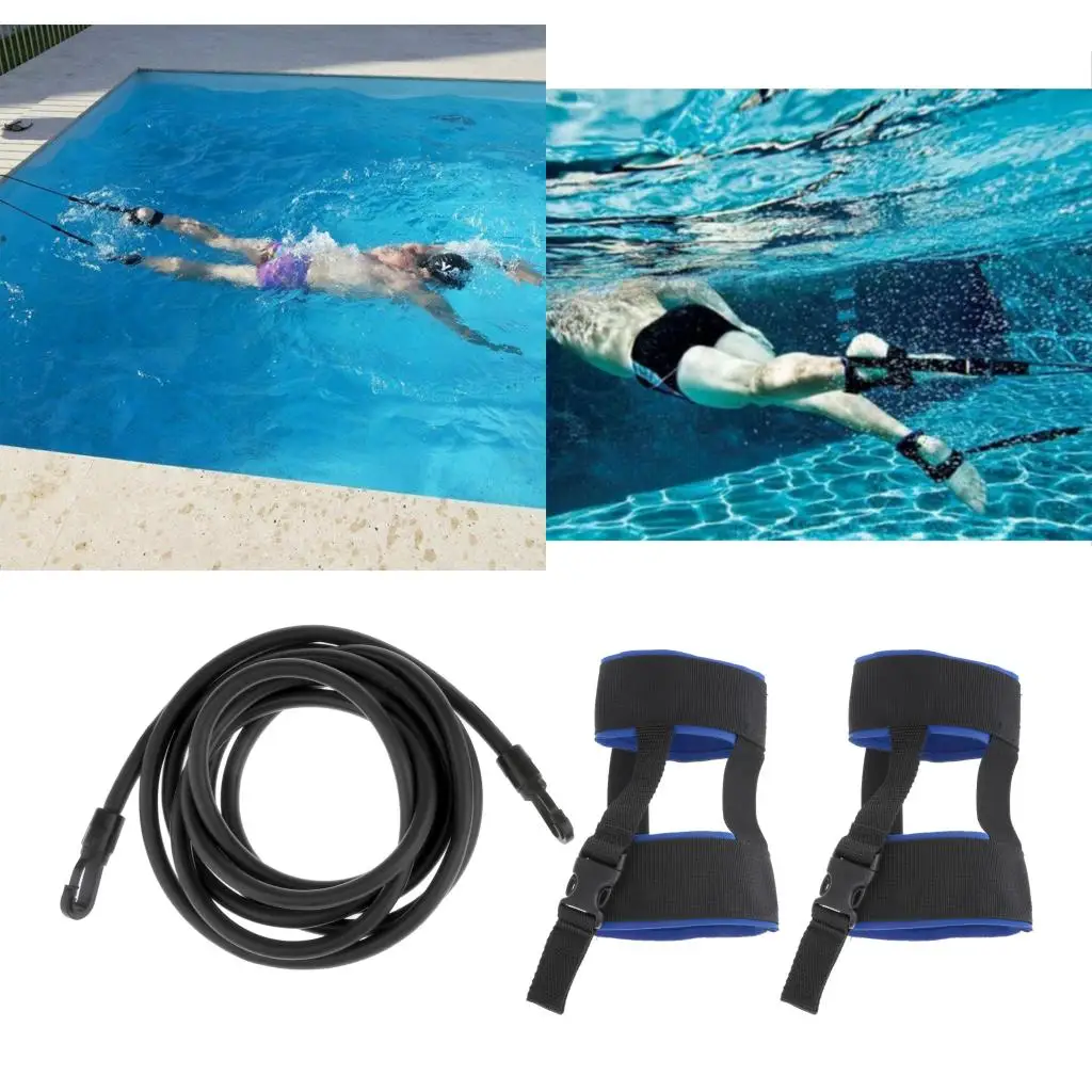Adjustable Swim Training Resistance Belt Adult Kids Swimming Bungee Exerciser Leash Mesh Pocket Safety Pool Accessories | Спорт и