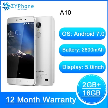 

Blackview A10 Original 5.0" Mobile Phone HD 18:9 2GB 16GB Android 7.0 Quad Core Fingerprint ID 2800mAh 3G Ultra-Slim Smartphone