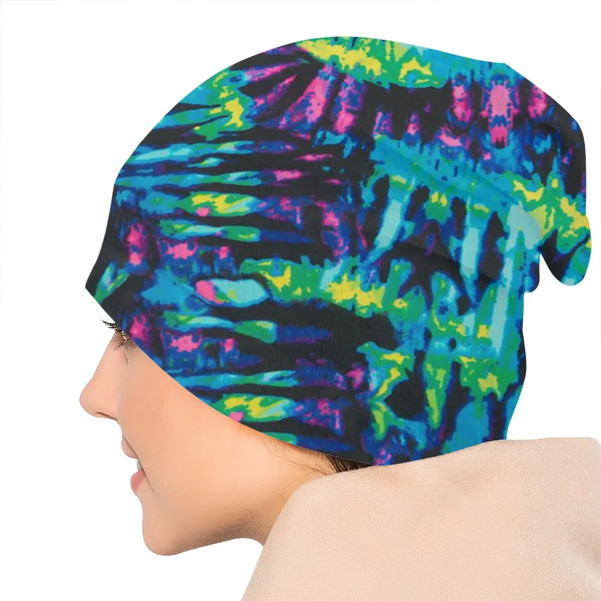 Tie Dye принт синий/оранжевый мульти унисекс для взрослых Повседневная шапочка зимняя теплая вязаная Лыжная шапка с рукавом Skully Beanies
