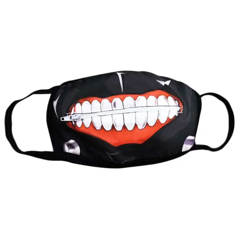 

Unisex Anime Anti Dust Mouth Mask Cartoon Zipper Teeth Print Cosplay Respirator