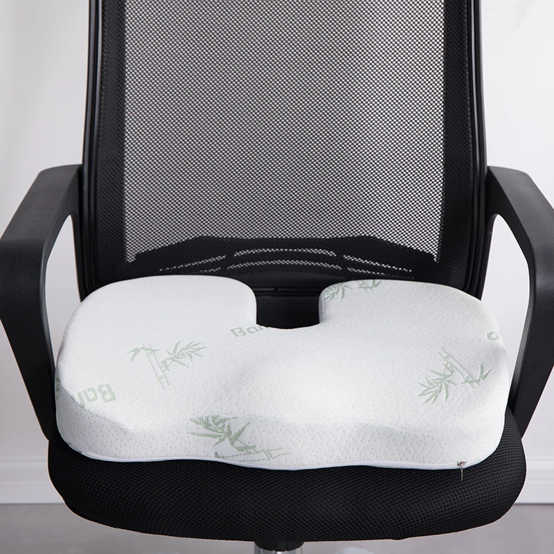 2 In 1 Bamboo Fiber Memory Foam Seat Cushion Back Cushion Slow Rebound Waist Support Set for Home Office Health Care Chair Pad 