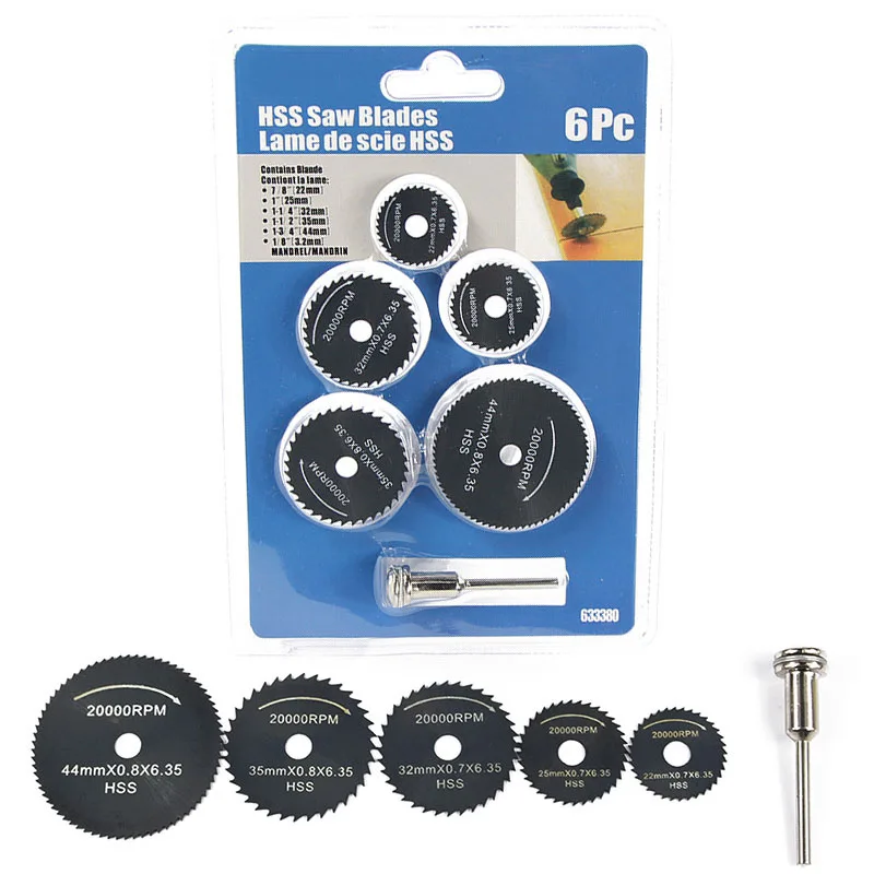 6pcs HSS Circular Saw Cutter Mini Rotary Drill Cutting Tools For Metal Wood milling and processing
