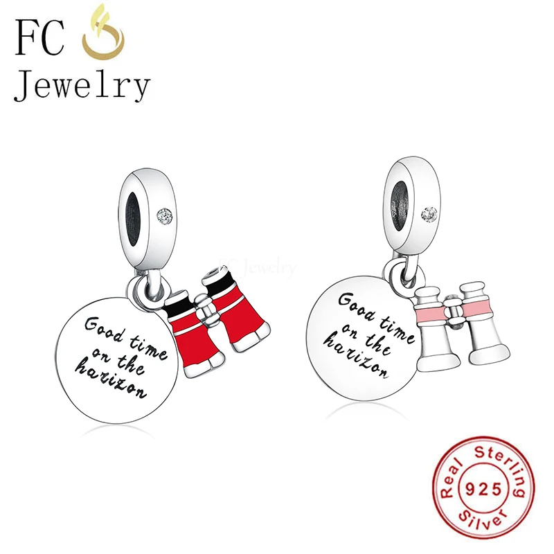 

FC ювелирные изделия подходят оригинальный Шарм-браслет серебро 925 пробы Good Time красная розовая эмалированная бусина телескопа для женщин Путешествия берелок 2022