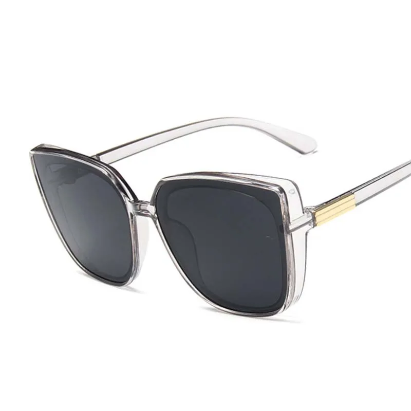 Brand Designer Cat Eye Sunglasses Woman Vintage Black Mirror Sun Glasses For Fashion Big Frame Cool Sexy Female Oculos 5