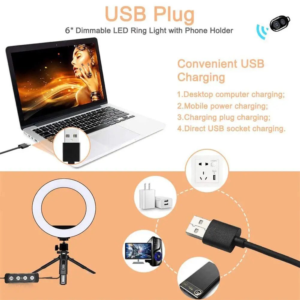 Светодиодный кольцевой светильник USB маленькая портативная лампа с подставкой