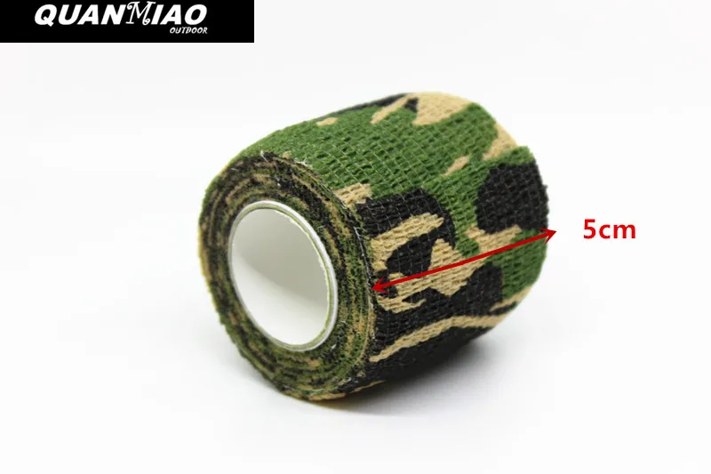 QuanMiao 5 Roll Camouflage Tape Self-adhesive Wrap Military Camo Stretch Bandage for Gun Rifle Camping Hunting Equipment 4Colour