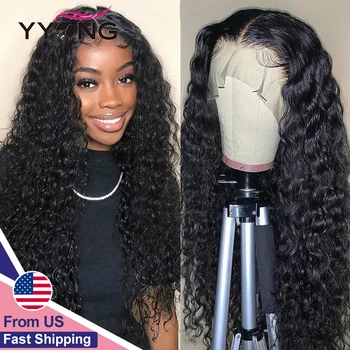 

YYong 4x4 Lace Closure Wigs & 13x4 Lace Frontal Wig Malaysian Water Wave Human Hair Remy Lace Front Wigs Pre-Plucked 150 Density