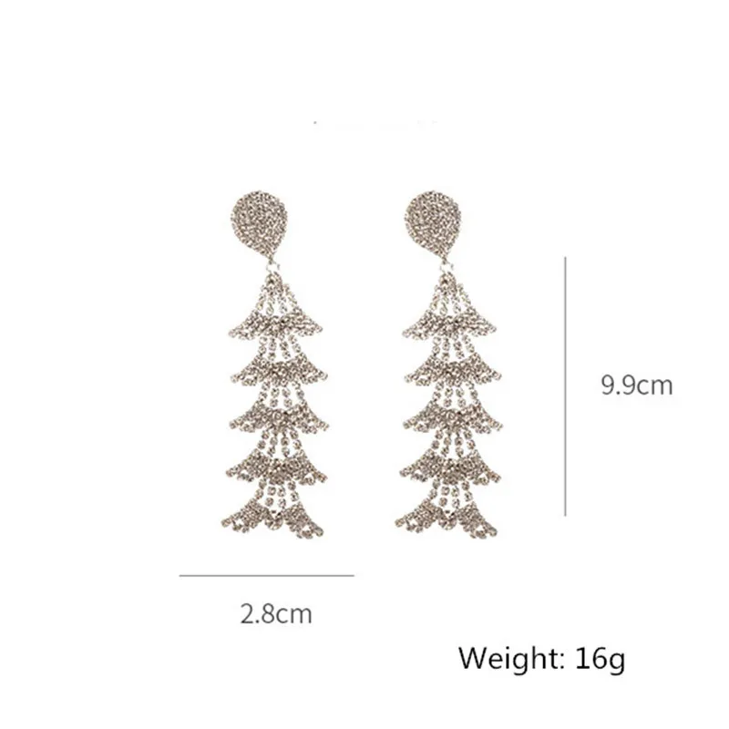 FYUAN Geometric Water Drop Crystal Earrings for Women Bijoux Long Tassel Rhinestone Dangle Earrings Statement Jewelry