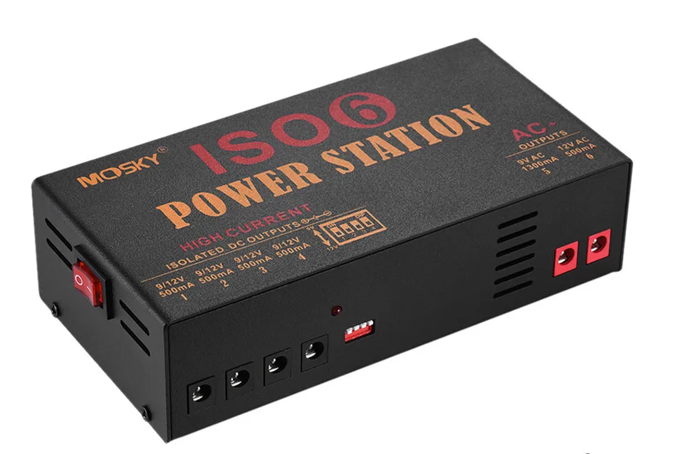 UK Plug Mosky ISO-6 педаль питания для DC 9 в 12 В 18 в эффект гитары 6 изолированных выходов мощность для 6 педалей изолированные педали Аксессуары - Цвет: UK Plug
