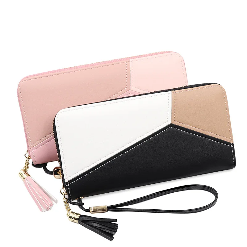 Women's Wallet with Zippered Wallet Card Holder Patchwork Women Long Wallet Ladies Tassel Short Coin Purse Women's Wallet with Zippered Wallet Card Holder Patchwork Women Long Wallet Ladies Tassel Short Coin Purse