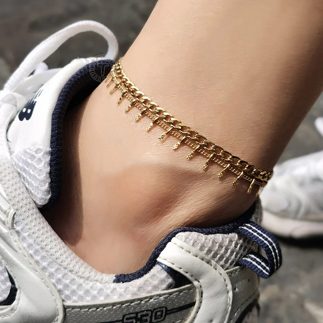 Exquisite 18K Gold Bracelet Anklets Letter Anklets for Women Men