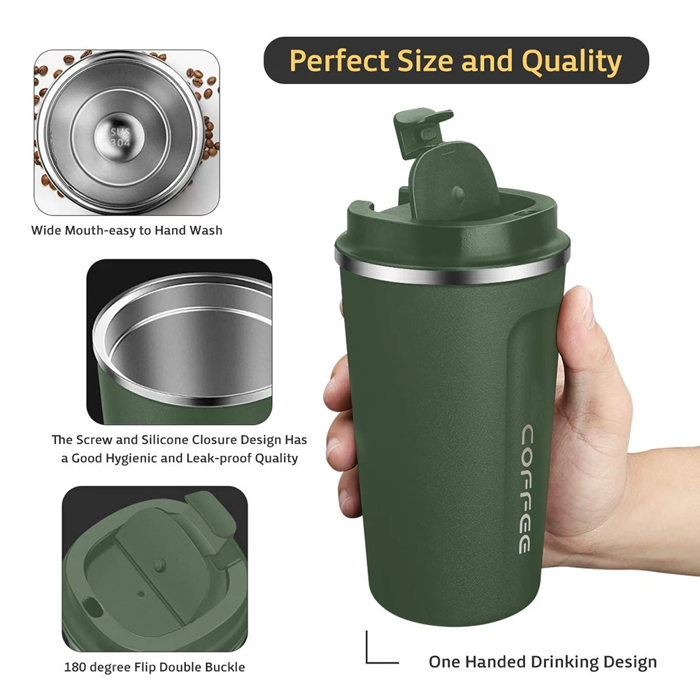 380/510ML Stainless Steel Thermal Heat Preservation Vacuum Coffee Mug Milk Cup Home Office Car Vacuum Flasks Thermoses with Lid