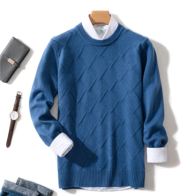 Cashmere sweater men pullover autumn winter clothes hombre robe pull homme hiver man Business casual plaid sweaters men sweater