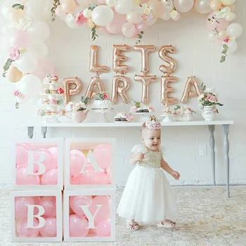 

4-piece Party Decoration Balloon Box Clear And Neat Display Transparent Cardboard Box Christmas Gift / Celebration TP899